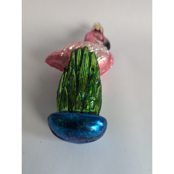 Vtg Flamingo Christmas Ornament 2002 Old World Christmas 5” Blown Glass - Picture 3 of 3